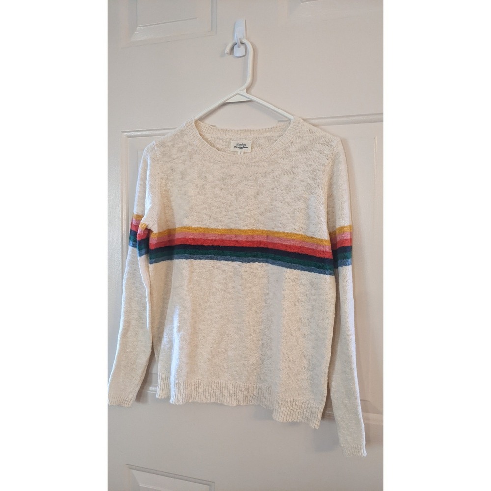 Hartford Alternative Classics Cream & Rainbow Sweater, Size 2, Academic, Preppy